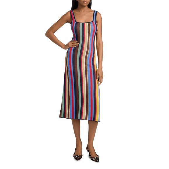 STAUD Katie Market Stripe Midi-Dress Size XL $295 - Picture 2 of 12